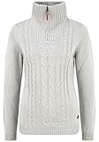 OXMO OXCarry Damen Strickpullover Troyer Grobstrick Pullover mit Troyerkragen Rippbündchen Label-Details Regular fit, Größe:M, Farbe:MID Grey (792842)