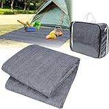 FIVMEN Vorzeltteppich 250x250cm Camping Teppich Outdoor rutschfest Waschbare Markisenteppich Zeltteppich Vorzeltboden Zeltunterlage mit Löchern Heringe und Tragetasche, Grau Blau