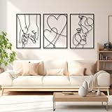 Abstrakte Wandkunst, 3PCS Wanddeko Minimalistische Wanddekoration Aus Metall 3D-Struktur Line Art Hängende Wandbild Wandposter Posterset Für Schlafzimmer Zuhause Büro Badezimmer Küche Wohnzimmer