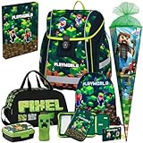 OB Premium Light - Playworld - Pixel - Schulranzen-Set 9tlg. mit Sporttasche, Schultüte R, Brotdose Trinkflasche Brustbeutel, Heftbox A4 gratis