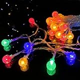 LEECOCO Lichterkette Kristallkugeln für Innen, 5M 50 LED, Batteriebetrieben mit AA-Batterien, Ideal für Kinderzimmer, Weihnachten, Party, Garten und Balkon Dekoration (5m 50LEDs Mehrfarbig)