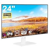 ZFTVNIE 24 Zoll Touchscreen Monitor, IPS FHD 1920x1080P PC Display mit HDMI VGA Port, 10-Punkte Touch Computer Monitor für Business & Gaming, VESA, Weiß