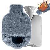 Fußwärmer Ohne Strom 2L, Sentasi Fusswärmer Erwachsene Länge 36cm, Fusswärmer Für Erwachsene Kinder, Ultraweiches Winter Warme Füße, Foot Warmer Grau