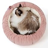 Lesure Katzenbett waschbar Katzen Bettchen - 53x53x18cm 2 in 1 Katzen Bett mit Zweiseitig Innenkissen Katzenschlafplatz für Katzen oder kleine Hunde, Rosa