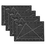 A5-Schneidematte, 4 Stück, hochwertige selbstheilende PVC-Schneideunterlage, Modell-Gravur-Skalentafel für Künstler, Bastler, Büroangestellte, Studenten, Schwarz, 22 x 15 cm
