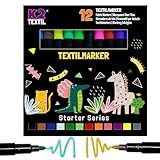 K2 TEXTIL 12 | 24er-Pack Textilstifte Waschmaschinenfest, Textilmarker zum Bemalen, Textilfarben für Textilien & Schuhe, Stoffmarker - Für Kinder Geeignet (12)