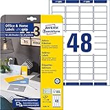 AVERY Zweckform 7636-10 Adressetiketten/Adressaufkleber (480 Etiketten mit ultragrip, 45,7x21,2mm auf A4, bedruckbar, selbstklebend, für Absenderetiketten, ideal fürs HomeOffice) 10 Blatt, weiß