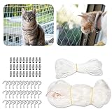 Katzensicherheitsnetz für Balkon & Fenster, verstärktes Katzennetz mit Stangen, ohne Bohren, Katzenbarriere für Treppen, Terrassen und Fenster, Weiß, 2 x 3 m, perfekt für Innen- und Außenkatzen