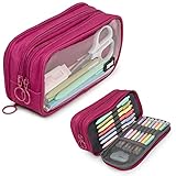 ZIPIT Half & Half Federmäppchen für Damen, Großes Mäppchen für Schule und Büro, Etui mit Organizer, Federmappe Rosa