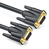 deleyCON 5m VGA Kabel 15-polig - S-VGA Monitorkabel D-Sub-Stecker 1080p Full HD 3-fach geschirmt Knickschutz vergoldete Kontakte - Schwarz
