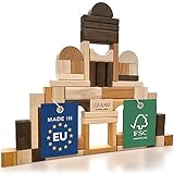 LISA & MAX Premium Holzbausteine (60 Teile) ab 1 Jahr - 100% natürlich, Made in EU, aus FSC®- zertifiziertem Holz - Holz Bausteine für Kinder ab 1 Jahr - Holzbausteine Natur - Bauklötze Holz Baby