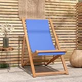 Tidyard Liegestuhl Teak 56x105x96 cm Blau, Sonnenliege Relaxliege für Terrassen Außenpools Garten43803