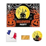 EVTI Halloween-Einladungskarten zum Rubbeln – geheimnisvolle Einladungen für Mädchen und Jungen auf Französisch – kreative Einladung, Party, Geister und Frösteln, Unisex, zum Rubbeln mit Umschlag