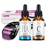 Shefave Microneedling Serum Hyaluron, Vitamin C Serum mit Derma Roller 0.5 mm, Vitamin C Gesicht, 540 Titanium Derma Roller, Pigmentflecken Entferner, Micro Infusion System, Straffere Haut