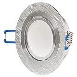 12x LED Einbaustrahler Set rund silber 1-10W Deckenleuchte 75mm flach Einbau-Spot GU10 230V, Lichtfarbe:warmweiß, Watt:3W