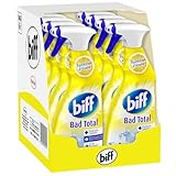 Biff Bad Total Spritzige Zitrone, Badreiniger, 8 x 750 ml, Sprühflasche, für alle Oberflächen und hygienische Sauberkeit