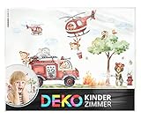 DEKO KINDERZIMMER Wandsticker Feuerwehr XXL Sticker Set Wandtattoo Babyzimmer Tiere Baum Wandaufkleber Wanddeko DK1039-5