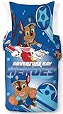Jay Franco Nickelodeon Paw Patrol 100% Baumwolle Einzelbett-Bettbezug-Set – Chase Blau Bettwäsche Enthält Kissenbezug 80 x 80 cm