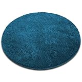 Floordirekt Badematte Sky - Badezimmerteppich - Weicher, dichter Hochflor - Rutschhemmend & Schnell trocknend - Geeignet für Fußbodenheizung - Eckig & Rund (Rund - Ø 95 cm, Petrol)
