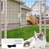 Katzenschutznetz aus Nylon, 3x4m Schwarz Katzennetz Balkon Mit Haken, Zuschneidbar Katzenschutznetz für Balkon, Reißfestes Kein Bohren Katzenschutz Fenster für Türen, Fenster, Treppen, Terrassen