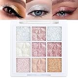 9 Colours Jutqut Glitter Lidschatten Palette, Sparkling Lidschatten Palette Shimmer, Cream Korean Make up Eyeshadow Palette Silky Powder, Waterproof Lidschattenpalette Palette High Pigmented For Women