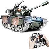 1:18 RC Panzer US M60, 2,4 GHz Ferngesteuert Panzer, Militär Modell mit BB Schussfunktion, RC Armee Spielzeug, Modellpanzer für Kinder ab 6 Jahren und Erwachsene mit realistischer Rückstoßfunktion
