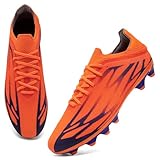 ASOCO DREAM Fußballschuhe Herren Fussballschuhe Stollen Spikes Professionelle Athletics Trainingsschuhe Outdoor Sport Football Schuhe,Orange,41 EU