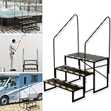 ybaymy Wohnmobil-Treppe 3-stufige, Wohnmobil-Stufen 200 kg Tragkraft für Wohnwagen Camping, mit 2 Handlauf Trittstufe, rutschfest Tritthocker, RV Steps, Reiseanhänger