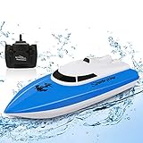 Ferngesteuertes Boot für Kinder,100+ Minuten Spielzeit RC Boot, 2,4 GHz Hochgeschwindigkeits-Mini-RC-Rennboote für See/Pool/Teich mit 1800-mAh-Akku,Wasserspielzeug-Geschenk für Jungen und Mädchen,Blau