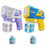 Seifenblasenpistole Kinder, 2 Pcs Bubble Gun, mit 2 Flaschen Seifenblasenflüssigkeit, 5000+ Seifenblasen pro Minute