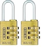 ABUS Zahlenschloss 165/20 - Vorhängeschloss aus Messing - mit individuell einstellbarem Zahlencode - Kofferschloss/Spindschloss - ABUS-Sicherheitslevel 3 (Packung mit 2)