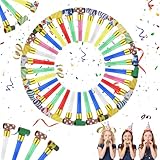 LIQWEI 30 Tröten Kindergeburtstag, Kinder Jubel Partytröten Tröte Fasching Gemischt Party Tröte Party Mehrfarbig Funny Gebläse Für Neujahr Geburtstag Graduierung Weihnachten