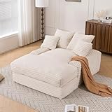 UIHECTA üBergroßE Chaiselongue Innenbereich Moderner, Weicher Cordstoff, Tiefe SitzfläChe, Knochenloser Memory-Schaum-Schlafsessel Mit Kissen FüR Wohnzimmer, Schlafzimmer, Studio,Beige
