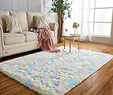 Achiiso Teppich Regenbogen,Hochflorteppich Kleine,Teppich Bunt Waschbarer Teppich für Schlafzimmer,Wohnzimmer,Lounge,Büro (Regenbogen,60 * 120 cm)