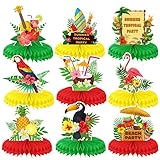 HOWAF 9 Stück Hawaii Luau Bienenwaben Tischaufsätze, 3D Flamingo Tischdekorationen Waben-tischaufsatz Ball Dekorationen Party Zubehör für Tiki Tisch Dekoration Sommer Tropisch Aloha Geburtstag Party
