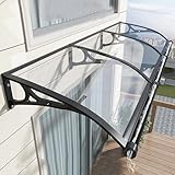 Gebogenes Vordach für Tür & Fenster - UV & Wasserabweisend Regenschutz Perfekt für Garten Terrasse Veranda - 80x440cm Wetterschutz