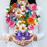 APOTODITO Butterfly Card, 3D Pop-Up Karte mit Musik und Licht, 3D Pop-Up Blumenstrauß, Geburtstagskarte, Jubiläumskarte, Muttertagskarte für Frauen, Mütter und Ehefrauen