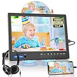 Arafuna 12,5 Zoll DVD Player Auto mit Kopfhörer, Tragbarer DVD Player Videogeräte für Kopfstützen mit Kopfstützenhalterung, Auto Fernseher Saugnapf-Disc-Eingang, unterstützt 1080P-Video