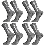 Apricitie 4 Paare Fußball Socken, 39-46 Fußballsocken Anti Rutsch Grip Sportsocken Rutschfeste Fussball Socken für Herren Damen, grau