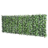 Outsunny Künstliche Hecke Efeu Sichtschutz, Efeu-Zaun mit UV-Schutz, Heckenpflanze, Balkon Sichtschutz Wanddekoration für Garten, Terrasse, Grün, 3 x 1 m