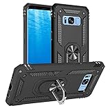 Yiakeng Hülle für Samsung Galaxy S8 Handyhülle, Galaxy S8 Hülle Stoßfest Schutzhülle Mit Ring Standfunktion Case Cover für Samsung Galaxy S8 (Schwarz)