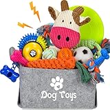 LECHONG 21 Pack Welpenspielzeug-Set, Welpenspielzeug zum Zahnen mit Aufbewahrungsbox, Quietschendes Hundespielzeug Und Kauspielzeug für kleine und mittelgroße Hunde, zum Spielen