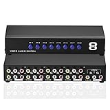 SIENOC 8-Wege AV Switch 8 in 1 heraus Audio Video L/R RCA Selector Switch Box Splitter Schwarz für DVD STB Spielkonsolen