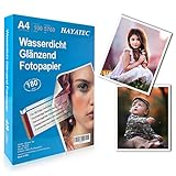 100 Blatt Fotopapier A4 hoch glänzend Tintenstrahldrucker 180g/m² Fotopapier Fotokarten Photokarten Sofort Trocken Wasserfest Hochweiß Fotoblätter