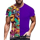 Karneval Hemd Musterhemd Glänzend Fasching T-Shirt mit Knopfleiste Kostüm Disco Langarmhemd Regular Fit Business Hemd Hochzeit, Freizeit Rundhals Leicht T-Shirt Druck Sporthemd Sportshirt Laufshirt