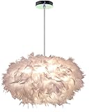 Design Pendelleuchte Weiß Federn Hängelampe Ø45cm mit E27 Lampenfassung für Wohnzimmer Esszimmer Schlafzimmer, 40W