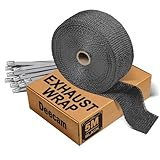 Hitzeschutzband Motorrad 5M,Auspuff Dichtband,10 Stück 300x4,6 mm mit Edelstahl,Kabelbinder für Auspuffkrümmer,Deecam Hitzeschutzband Auspuff Schwarz