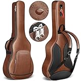 CAHAYA Gitarrentasche Akustikgitarre Gig Bag - Braun Wasserdicht PU Gitarrenhülle mit Atmungsaktive 15mm Dicke Polsterung - Gitarrentasche mit Doppelter Reißverschluss für 40 41 42 Zoll Gitarre