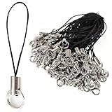 GNALIA Charms, 100 Stück Schwarz, Handy-Anhänger Mit Karabinerhaken Und Schlüsselring, Diy Handy-Lanyard Aufhängeseile, Standardgröß