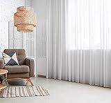 Weiße Voile, halbtransparente Vorhänge mit Kräuselband und Bleibandabschluss,Luftig, modern und langlebig für jedes Fenster,Gardinen und Vorhangsysteme Online-Shop (250 x 150 cm (HxB))